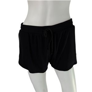Beloforte Black Mesh Lined Shorts Faux Leather Trim Stretchy Small